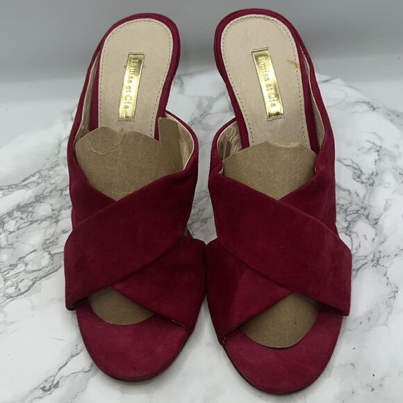 LOUISE ET CIE HOLLOWAY II Magenta Suede Slip On Strappy Pump-8M - Picture 2 of 8